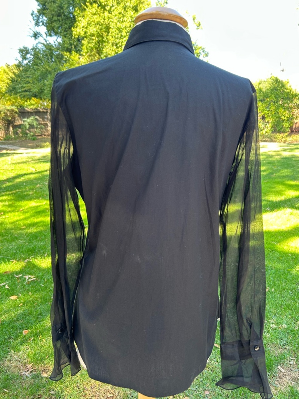 Anne Fontaine Black Sheer Sleeve Rosaorgal Blouse - Picture 2 of 9